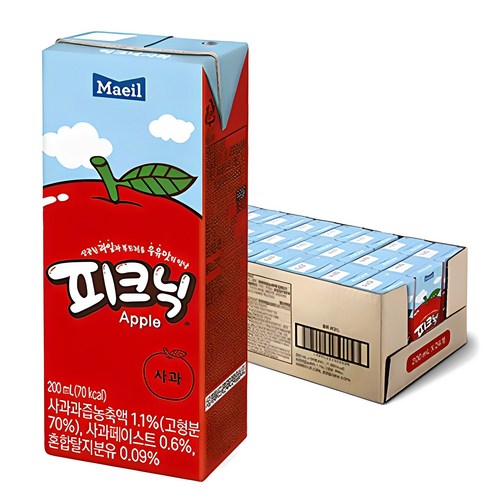 피크닉 사과맛, 200ml, 24개