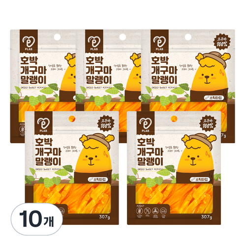 피랩 호박개구마 말랭이 스틱 강아지 간식, 고구마, 307g, 10개