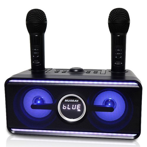 Murray 블루투스 듀얼마이크 휴대용 노래방기기, BLUE-LINE, 블랙