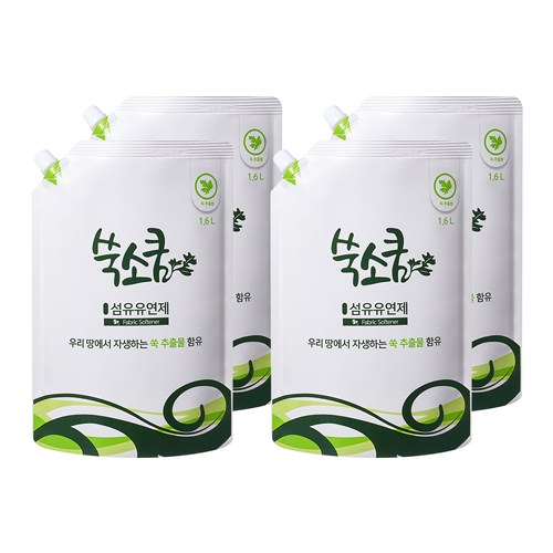 쑥소쿰 섬유유연제 리필, 4개, 1.6L
