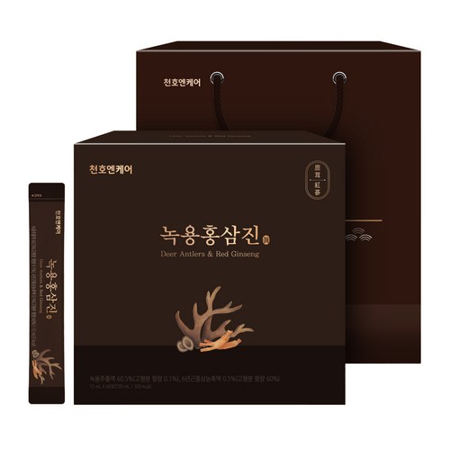 천호엔케어 녹용홍삼진 스틱 선물세트 60p + 쇼핑백, 1개, 720ml - 녹용 추천