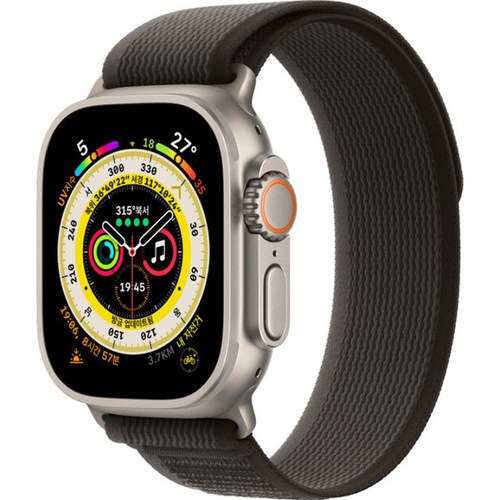 Apple 애플워치 Ultra 트레일 루프 49mm GPS+Cellular 티타늄 케이스, 블랙/그레이 S/M