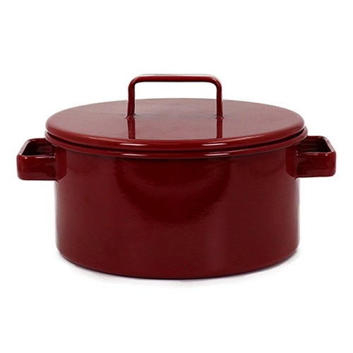 에지리 인덕션 노르딕 시리즈 법랑 양수냄비 + 뚜껑 세트, 지름 20cm x 높이 9.5cm, 와인레드, 1세트