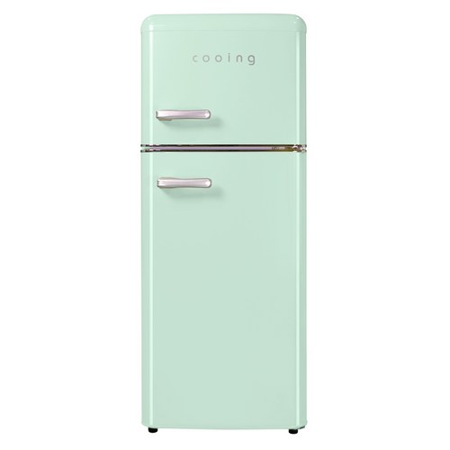 쿠잉전자 레트로 115L 2도어 냉장고 방문설치, 민트, 클레이 민트, REF-D121M