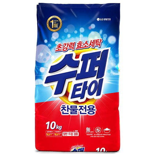 수퍼타이 베이킹소다 플러스 분말세제 리필, 10kg, 1개