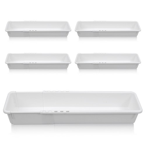 올유리빙 길이조절 바스켓 2호, 화이트, 5개