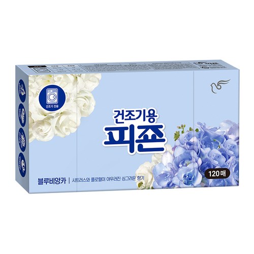 피죤 건조기용 오리지널 섬유유연제 블루비앙카 본품, 120매입, 1개