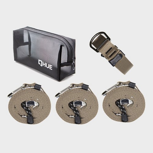 휴캠핑 보조 웨빙 스트랩 4p + 휴대용 망사 파우치 세트, 탄