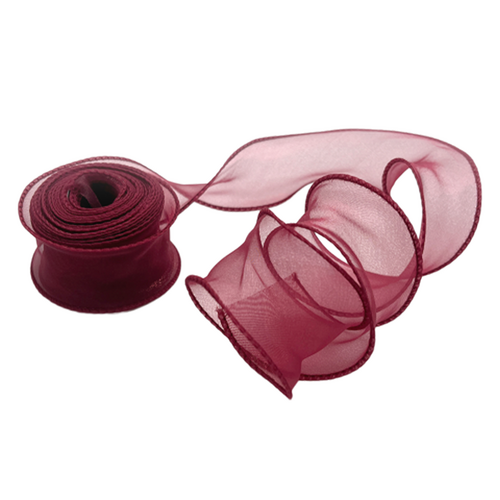 만들하비 오간디 쉬폰 포장 웨이브 리본끈, 10 버건디, 1개, 9m