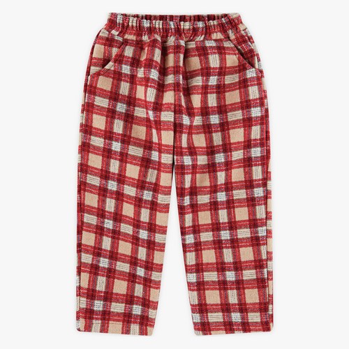 아동용 포근한 체크 본딩 팬츠