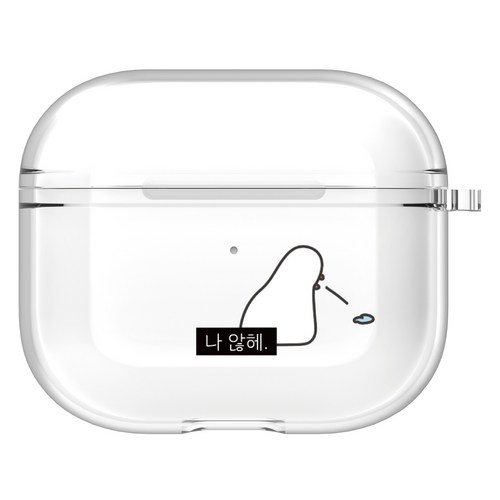 어라운드집 에어팟 클리어 하드 케이스, 에어팟4세대, 하찮은오리(나않혜), 1개