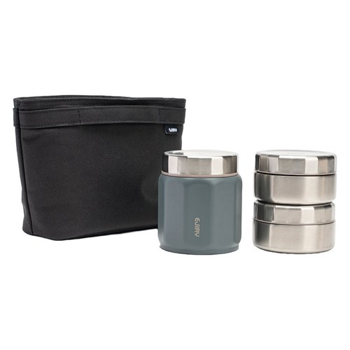 에지리 텐글 스텐316 런치박스 4p 세트, 차콜, 1세트