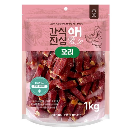 간식애진심 강아지 육포 오리고구마, 1개, 혼합맛(오리가슴살/고구마), 1kg