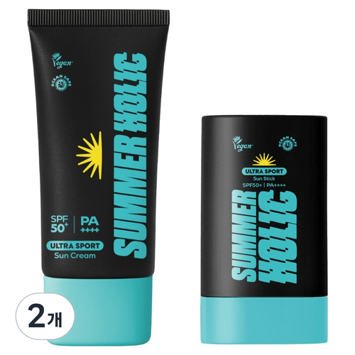 썸머홀릭 울트라 스포츠 선크림 50ml + 울트라 스포츠 선스틱 19g 세트 SPF50+ PA++++, 2개, 19g