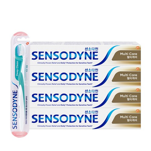 센소다인 멀티케어 치약 100g x 4p + 센소다인 딥클린 칫솔, 1세트 2
