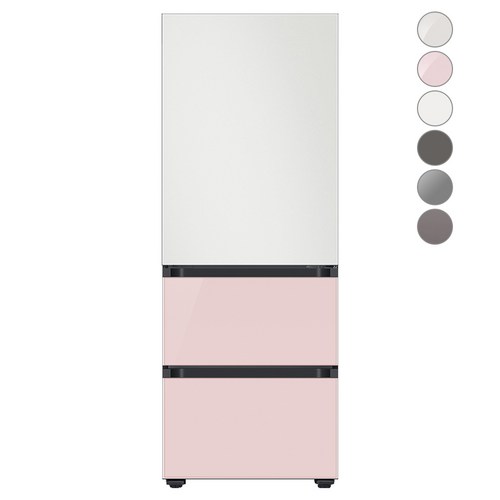 비스포크 김치플러스 냉장고 RQ33A74C2AP, 글램 핑크, 방문설치, 코타 화이트 + 글램 핑크