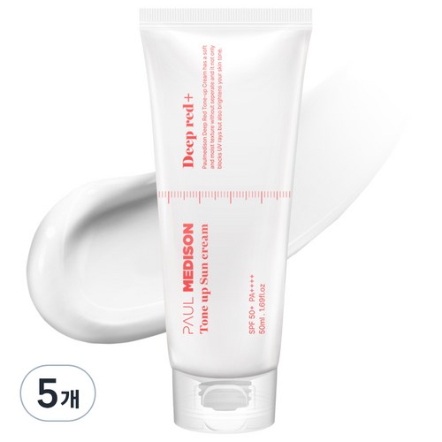 폴메디슨 딥레드 톤업 선크림 SPF50+ PA++++, 50ml, 5개