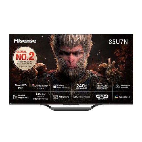 HISENSE 4K UHD Mini LED 스마트TV, 215cm(85인치), 85U7N, 벽걸이형, 방문설치