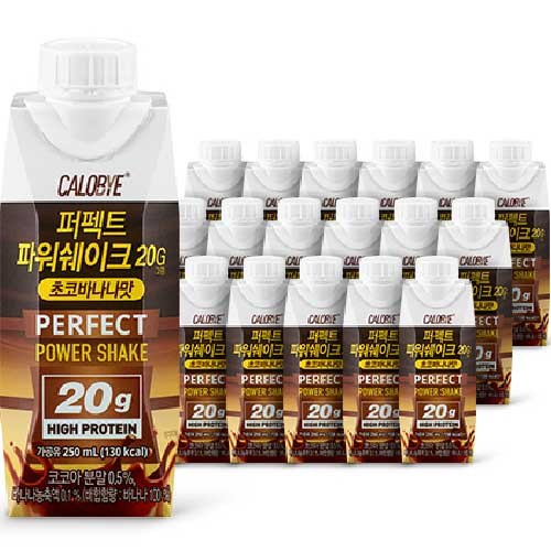 칼로바이 퍼펙트 파워쉐이크 20g 초코바나나맛, 250ml, 18개 - 편의점 단백질 추천