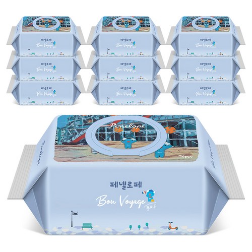 페넬로페 본보야지 퐁피두 아기물티슈 캡형, 75g, 70매, 10개