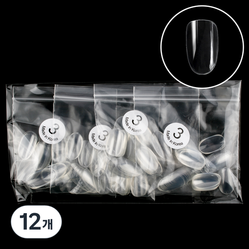 엘비아 숏오발 네일팁 3호 50p, 클리어, 12개