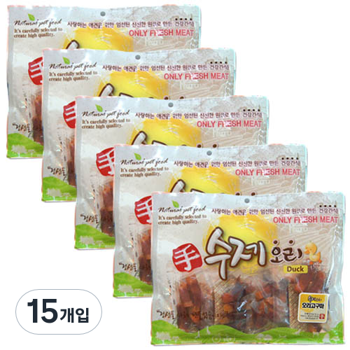 수제오리 강아지 건조간식 150g, 오리고구마, 15개