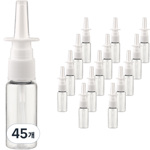 플라스틱 스프레이 용기 20ml, 45개, 투명(용기) + 화이트(캡)