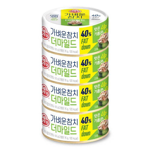 오뚜기 가벼운참치 더마일드, 100g, 4개