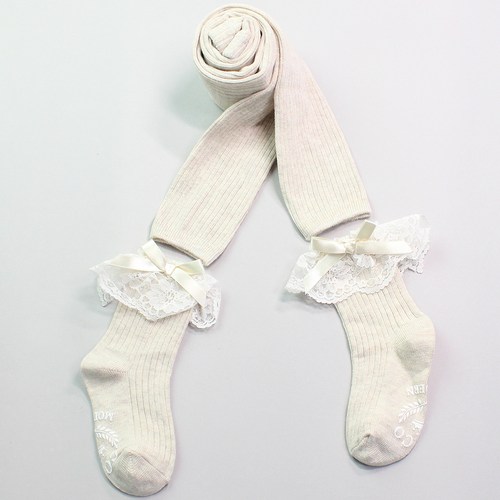 코코모던 여아용 골지 화사 리본 분리 타이즈 + 넌****** 양말 세트