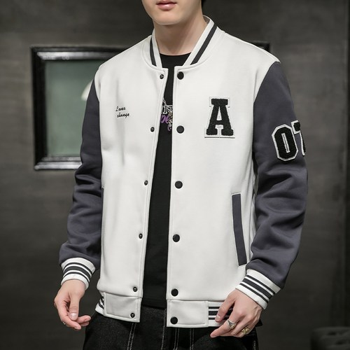 스타빈 남성용 포인트 패치 스냅 야구 점퍼