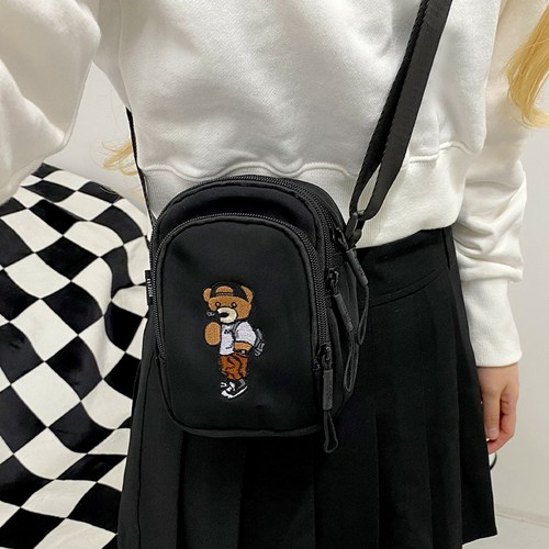 프롬헤븐 아이베 곰돌이 자수 삼단 미니 크로스백 H911