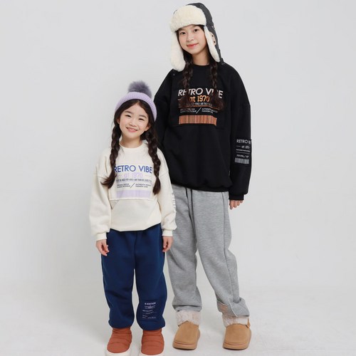 아이꼼므 맨투맨 조거팬츠 데일리 기모 상하복 아동 유아 주니어 성인 바이브 베이지 검정 상하세트