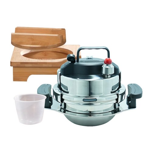 참좋은현상 5분 바로 밥 누룽지 가마솥 손잡이형 2인용, 800ml, 은색 + 검정색, 1세트