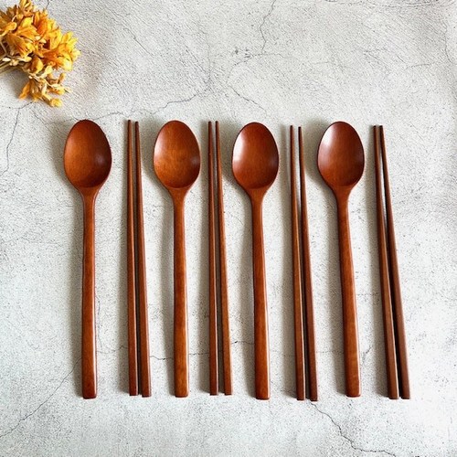 옻칠 나무 수저세트 수저 받침 우드 숟가락 젓가락, 5. 나무 수저세트 (4개), 1개