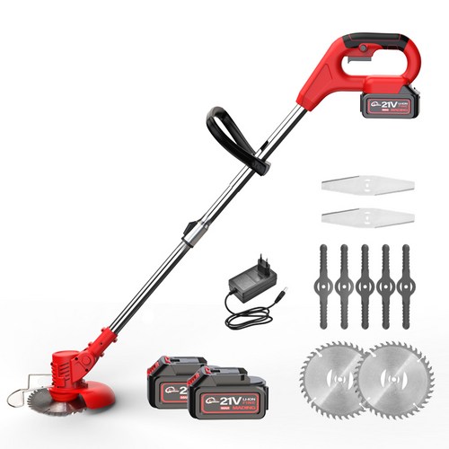 YUON 21V 독일기술 초강력 충전식 무선 예초기 초경량 전기 전동 제초기, 빨강1세트(배터리 2개), 1개