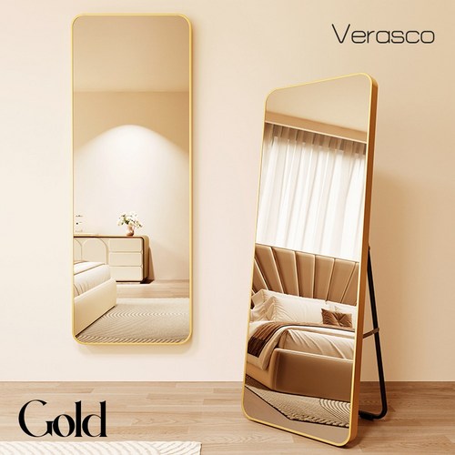 베라스코 부착형 스탠드 전신거울, 40cm, 골드