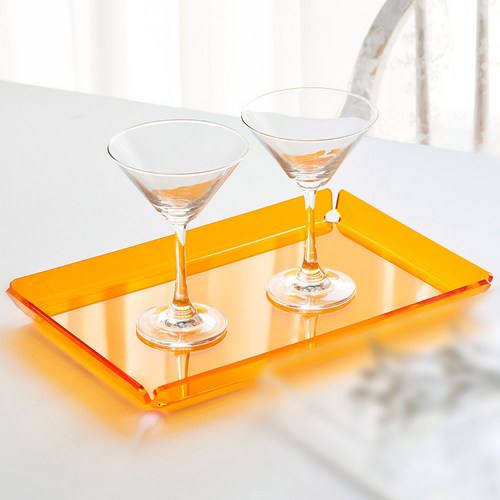 컬러 아크릴 투명 트레이 쟁반(직사각45도), 핑크, 직사각(45도), 440x330xh30.