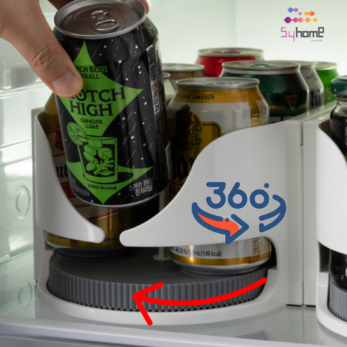 SYHOME 냉장고 트레이 회전 정리 선반 캔 음료 디스펜서, 1개, 블루