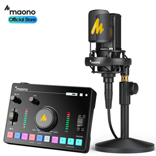 마오노 AMC2 NEO + PM500 라이브 방송용 유튜브 틱톡 스튜디오 레코딩 오디오인페이스 콘덴서 마이크, AMC2 NEO 블랙, PM500 팝필터+쇼크마운트+스탠드+케이블 포함)