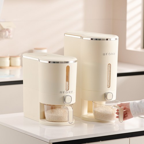 마켓플러스 에랄도 원터치 밀폐 쌀통, 1개, 5kg, 크림색