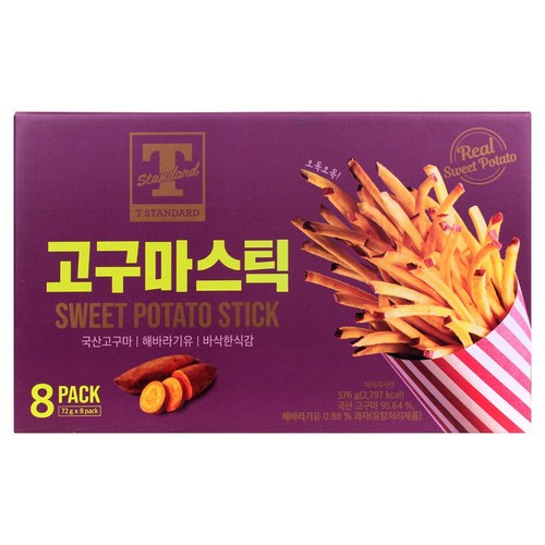 T STANDARD 고구마스틱 72g x 8입 576g, 576g / 1개, 72gx8개입, 1개 - 고구마 스틱 추천