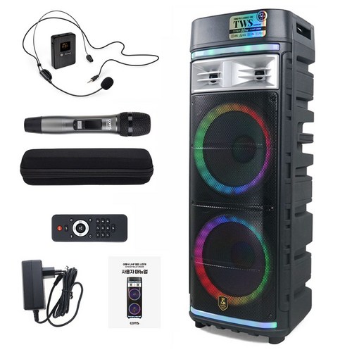 이동식 블루투스 무선 파티박스 버스킹 앰프 스피커 + 노래방 마이크 CR500세트, CR500AD 스피커+무선+헤드셋