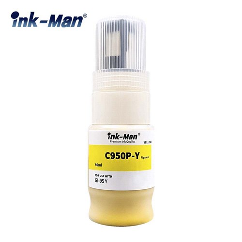 잉크맨 캐논 호환 GI-95 무한 리필 잉크 GX1000 GX1090 GX2000 GX2090 충전 잉크, GI95 호환 40ml 노랑, 1개