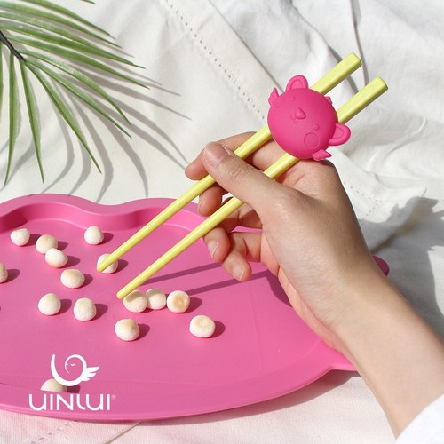 [유이앤루이] NEW 국산 코코넛 키즈 EQ 교정 젓가락, 1세트, 실리콘교정기 옐로우, 젓가락_라임그린