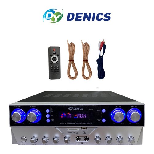 매장용 미니앰프 데닉스 DY-340 4체널 체널별 음량조절 블루투스/FM라디오/MP3 DYSM, (1) DY340 앰프단품