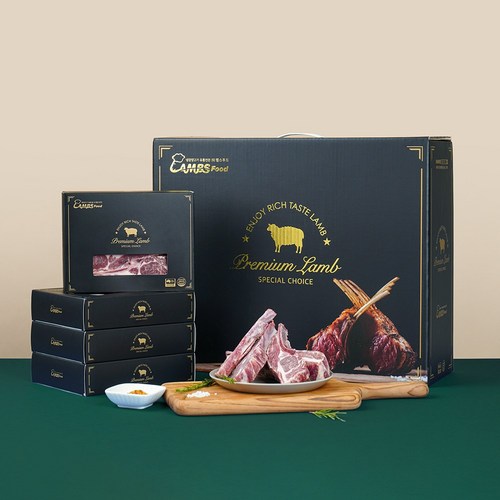 램스푸드 프리미엄 양갈비 선물세트 양고기 숄더랙고급갈비 2kg+즈란소스30g증정, 1개, 2kg (500g x 4팩)