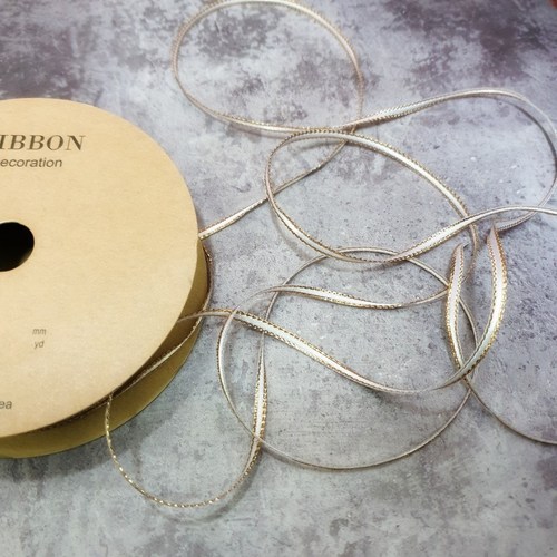 캔들바다 리본 - 화이트 골드 라인 4mm ( 용량선택 ), [ 1롤 = 20yd ]