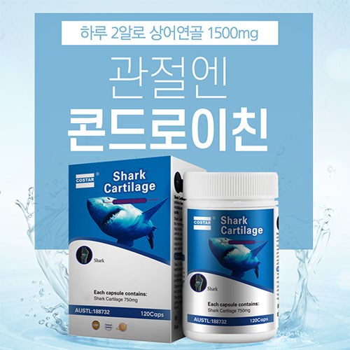 관절엔 콘드로이친 1500mg 호주산 저분자 상어 연골 뮤코다당 글루코사민 관절영양제 철갑상어, 6개월분 (호주산 자연방목 초유 4개월분 증정), 1개, 365정