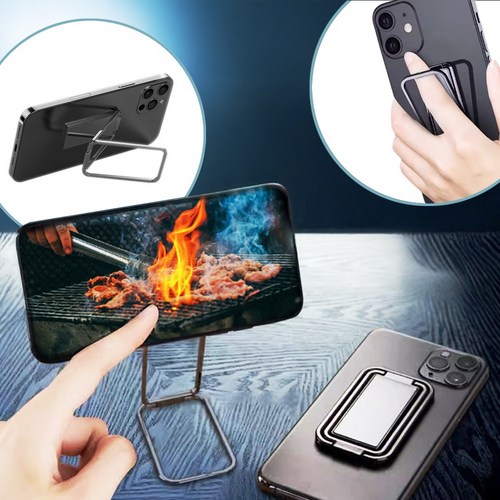 모어릭스 휴대폰 마그네틱 자석 접이식 거치대 핑거 그립 Z형, 1개, 실버+블랙