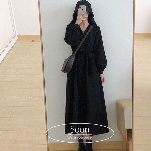 순이들 여성 빅사이즈 골덴 허리 벨트 셔츠원피스